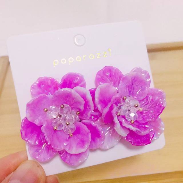 Summer colorful petal bloom flower acrylic  women earrings