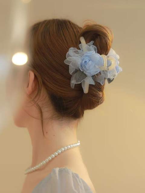 Summer fabric flower hot sale women hair claw clips