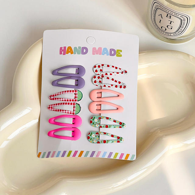 Cute candy color snap hair clips set for kids