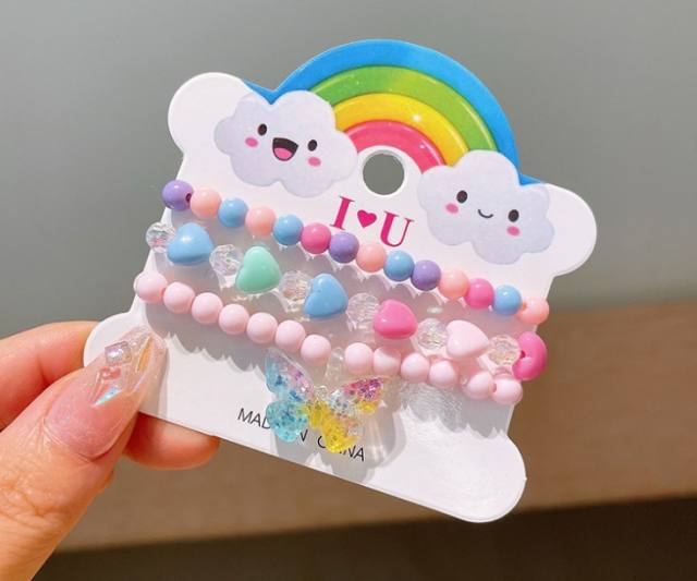 Cute summer candy color beaded bracelet set for kids