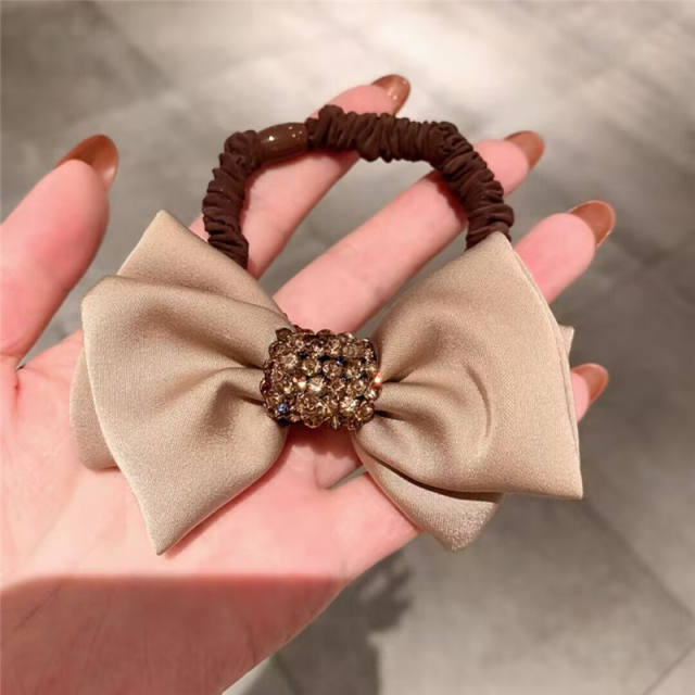 Elegant easy match diamond bow women hair ties