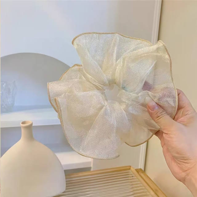 Large size plain color organza scrunchies