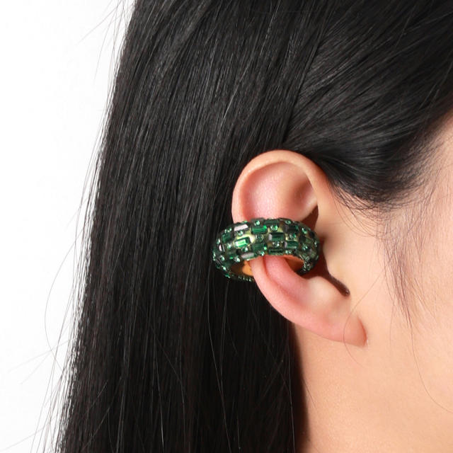 Unique full diamond chunky colorful ear cuff