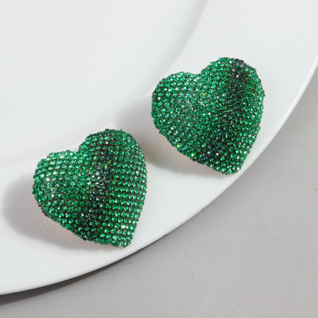 Hot sale chunky diamond heart women earrings