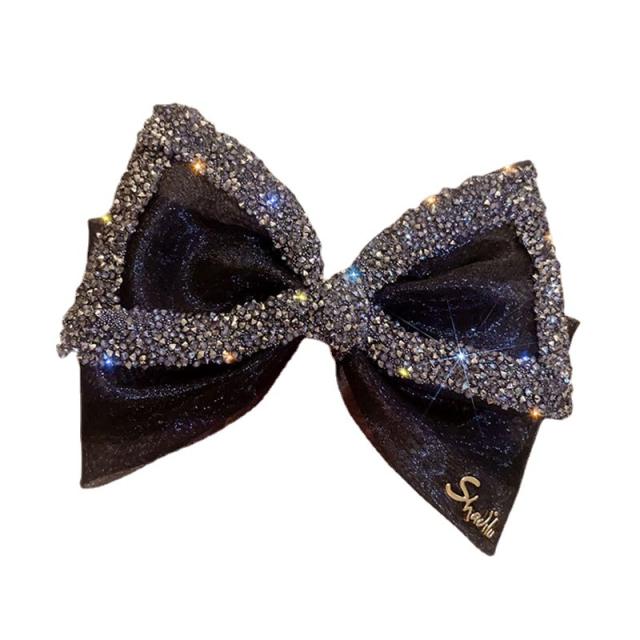 Korean fashion elegant diamond bow french barrette hair clips