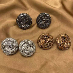 Luxury dark color glass crystal pave setting round shape studs earrings
