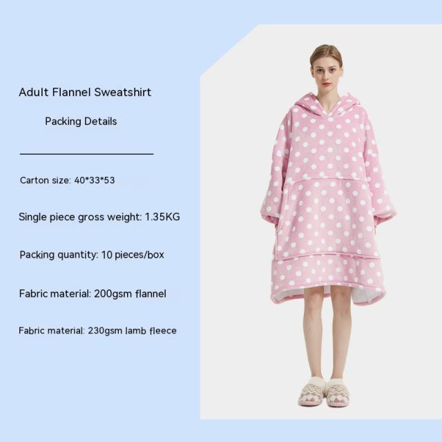 Top quality double layer warm Flannel lamb cashmere blanket sweatshirt