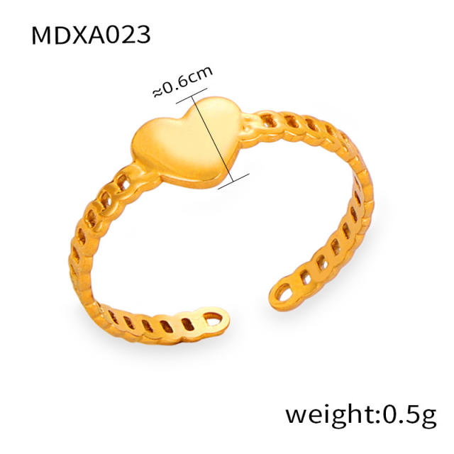 18KG easy match hollow out gold color stainless steel rings collection