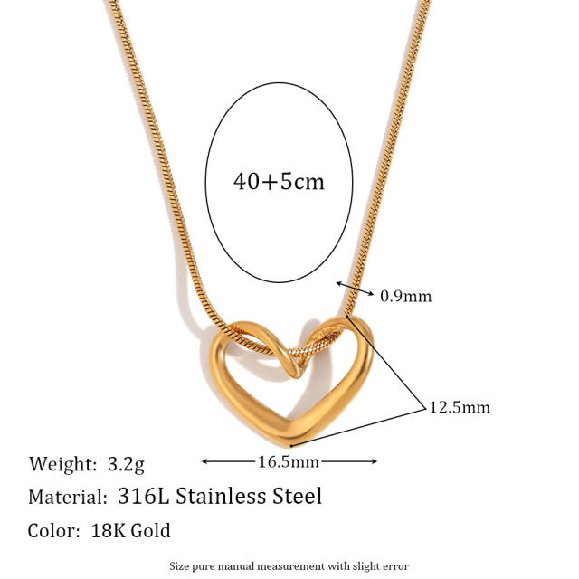 Conise easy match heart cross pendant stainless steel necklace collection