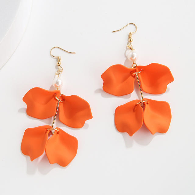 Boho colorful acrylic petal flower dangle earrings