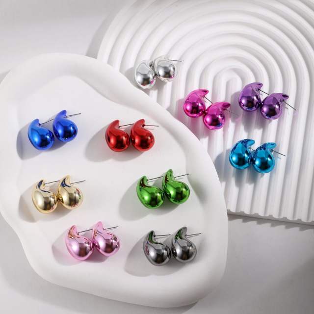 Hot sale CCB material mirror colorful waterdrop shape earrings 1.7cm*3.1cm