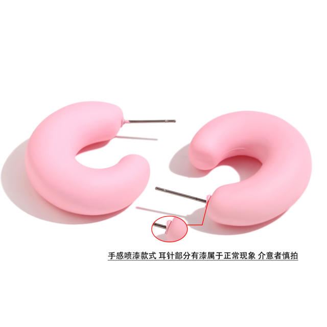 Summer colorful ABS material stainless steel needle earrings