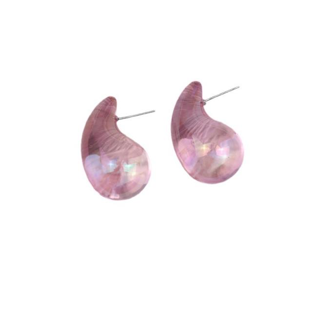 Summer colorful clear acryli water drop studs earrings