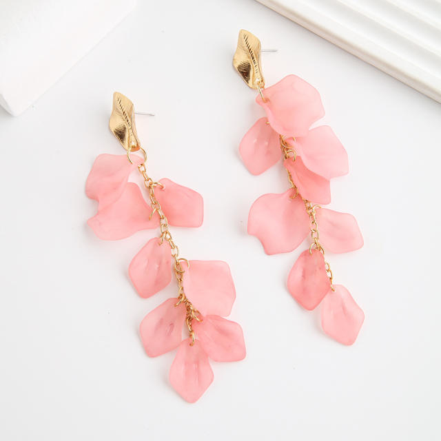 Summer colorful resin petal flower dangle earrings