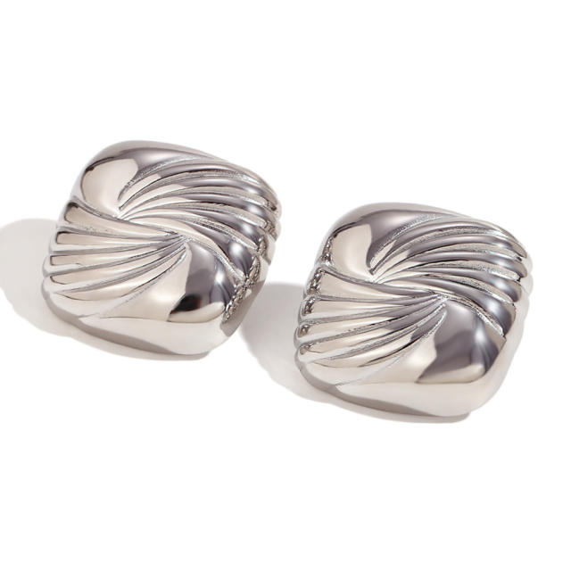 18KG hot sale diamond enamel design stainless steel earrings collection