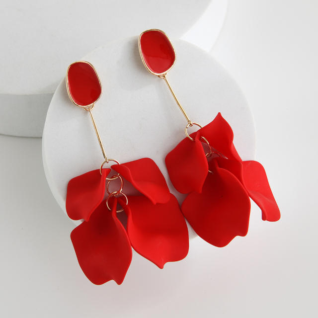 Spring summer design colorful resin petal dangle earrings