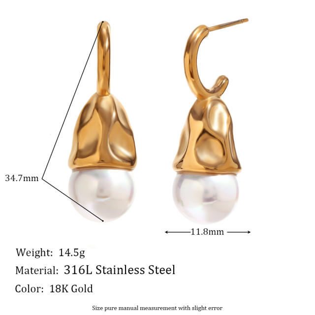 18KG hot sale diamond enamel design stainless steel earrings collection