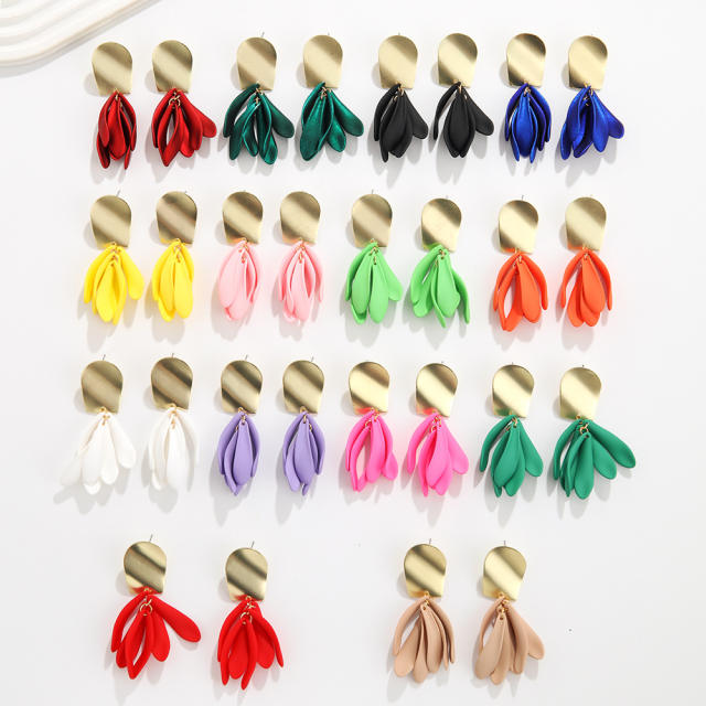 Summer colorful acrylic petal cute earrings