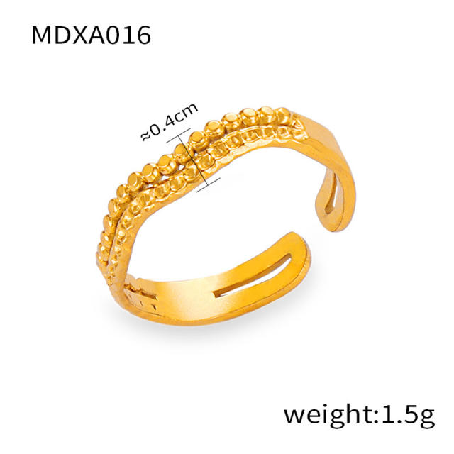 18KG easy match hollow out gold color stainless steel rings collection