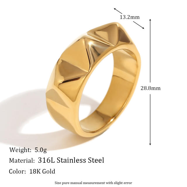 18KG punk trend heart geometric design butterfly stainless steel rings collection