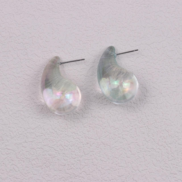 Summer colorful clear acryli water drop studs earrings