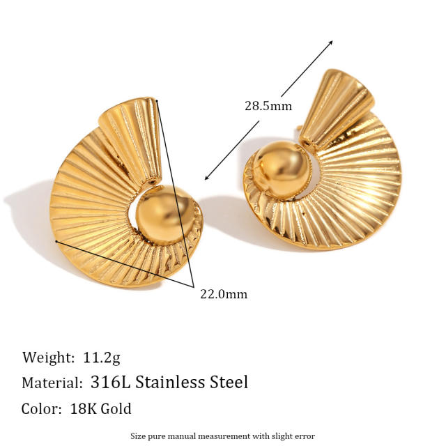 18KG creative fun shape stainless steel studs earrings