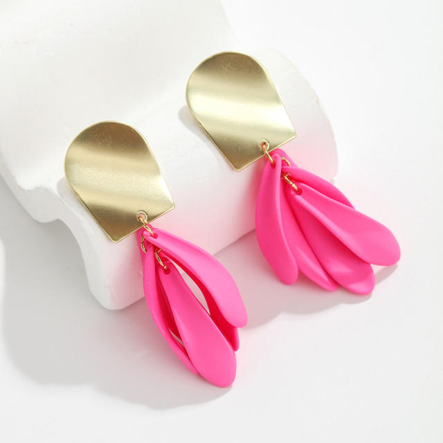 Summer colorful acrylic petal cute earrings