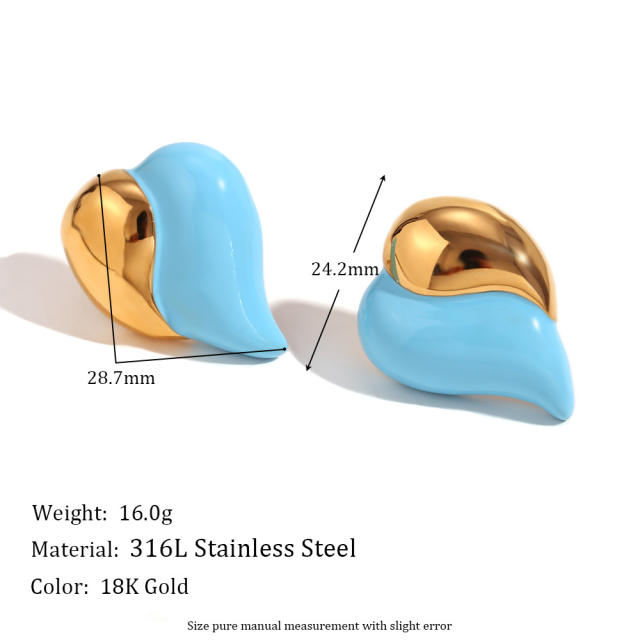 18KG hot sale diamond enamel design stainless steel earrings collection