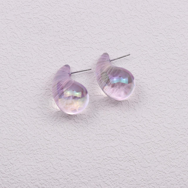 Summer colorful clear acryli water drop studs earrings