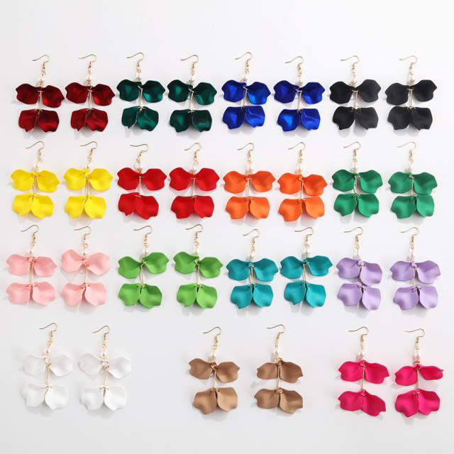 Boho colorful acrylic petal flower dangle earrings