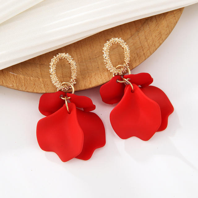 925 needle spring summer colorful petal dangle earrings