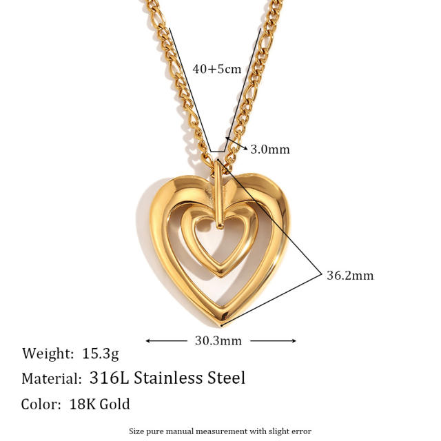 Conise easy match heart cross pendant stainless steel necklace collection