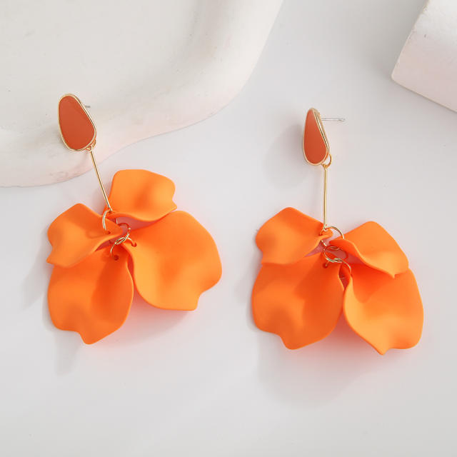 Spring summer design colorful resin petal dangle earrings
