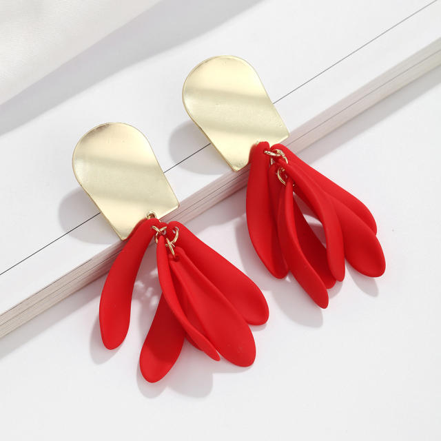 Summer colorful acrylic petal cute earrings