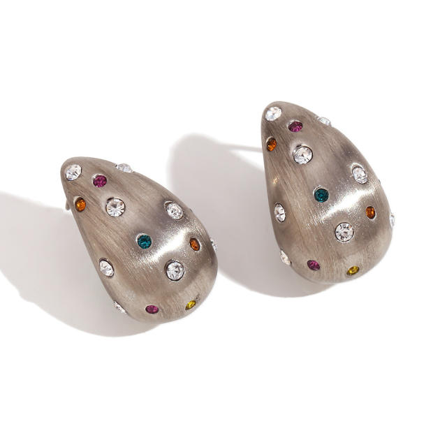 18KG hot sale diamond enamel design stainless steel earrings collection