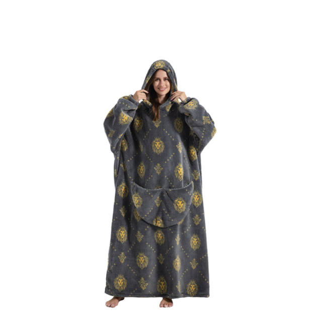 140cm Oversize warm Flannel hooded pajamas blanket sweatshirt