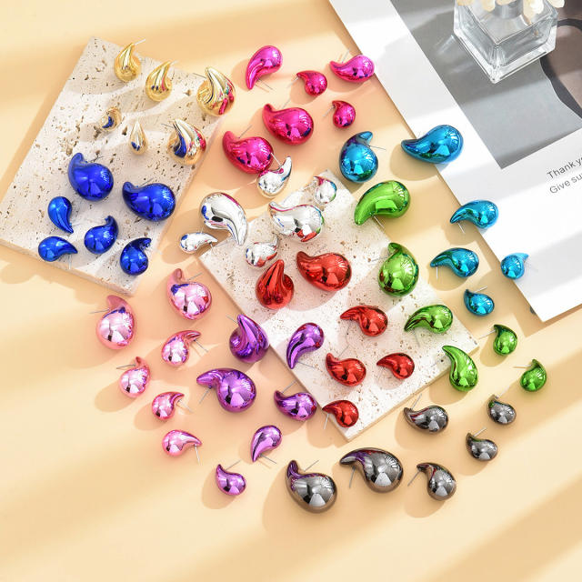 3 pair Hot sale gorgeous colorful waterdrop earrings set