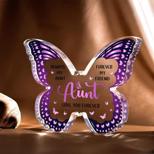 Purple color butterfly shape mother's day familay gift acrylic desk decoration