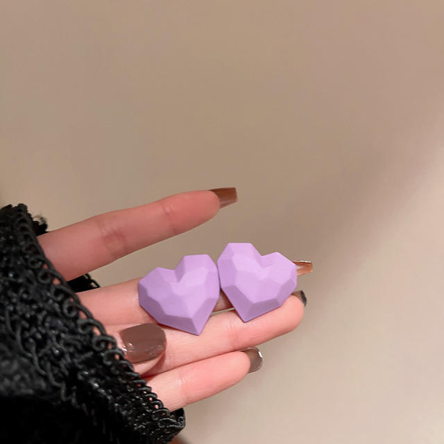 Hot sale super cute colorful heart studs earrings