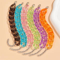 Candy color clear acylic cuban link chain bracelet