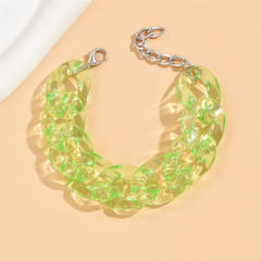 Candy color clear acylic cuban link chain bracelet