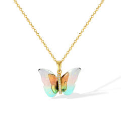 Summer gorgeous butterfly pendant dainty stainless steel chain necklace