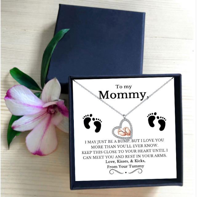 Cute footprint dainty necklace mother's day gift