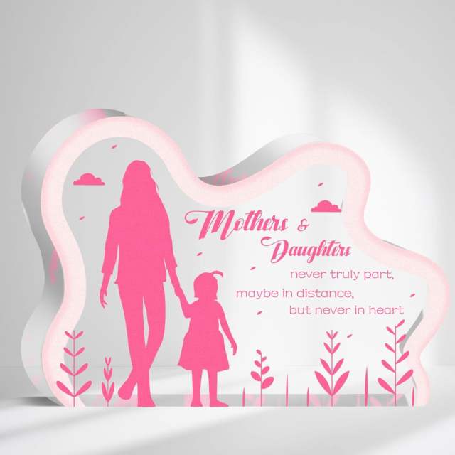 Mom and daughter pink color clear acrylic desktop decoration for mother's day