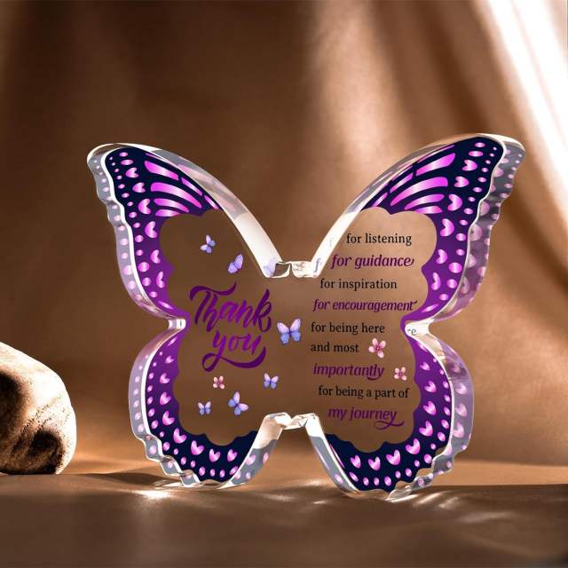 Purple color butterfly shape mother's day familay gift acrylic desk decoration