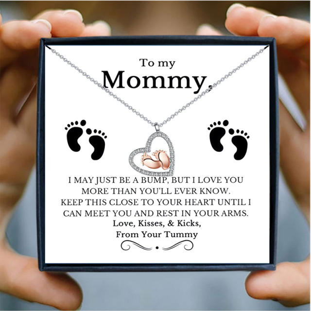 Cute footprint dainty necklace mother's day gift