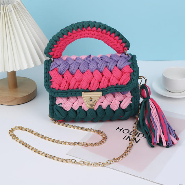 Colorful handmade corchet handbag for women