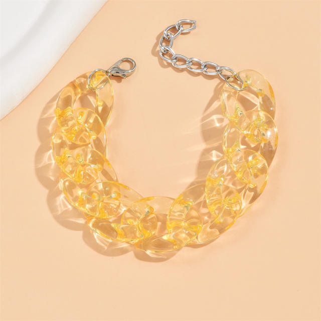 Candy color clear acylic cuban link chain bracelet