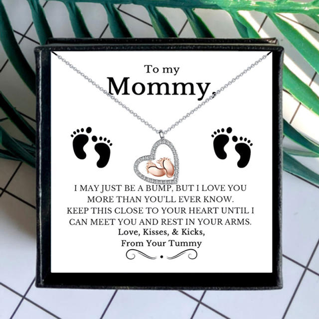 Cute footprint dainty necklace mother's day gift