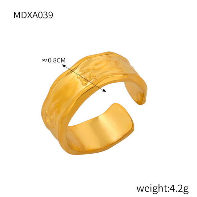 Smile face heart geometric gold color stainless steel rings collection